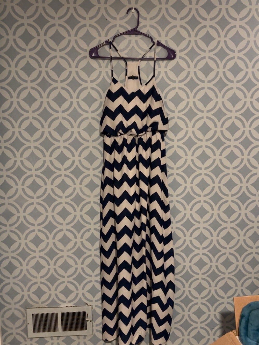 Cals Black and White Chevron Maxi Dress